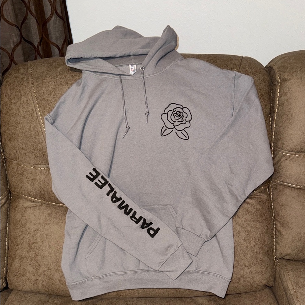 Jerzees Gray Hoodie with Rose and Text Design